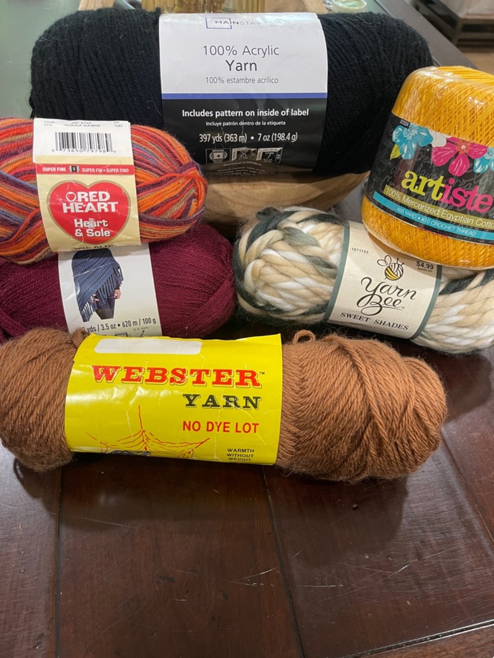 Webster Yarn No Dye Lot Brown Skein - Warm Brown Acrylic Blend